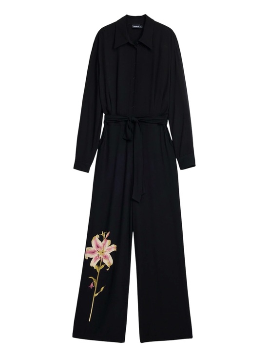 Desigual Pants - Desigual Lily Jumpsuit Womens Small S NWT Black Wide Leg Lirio Floral